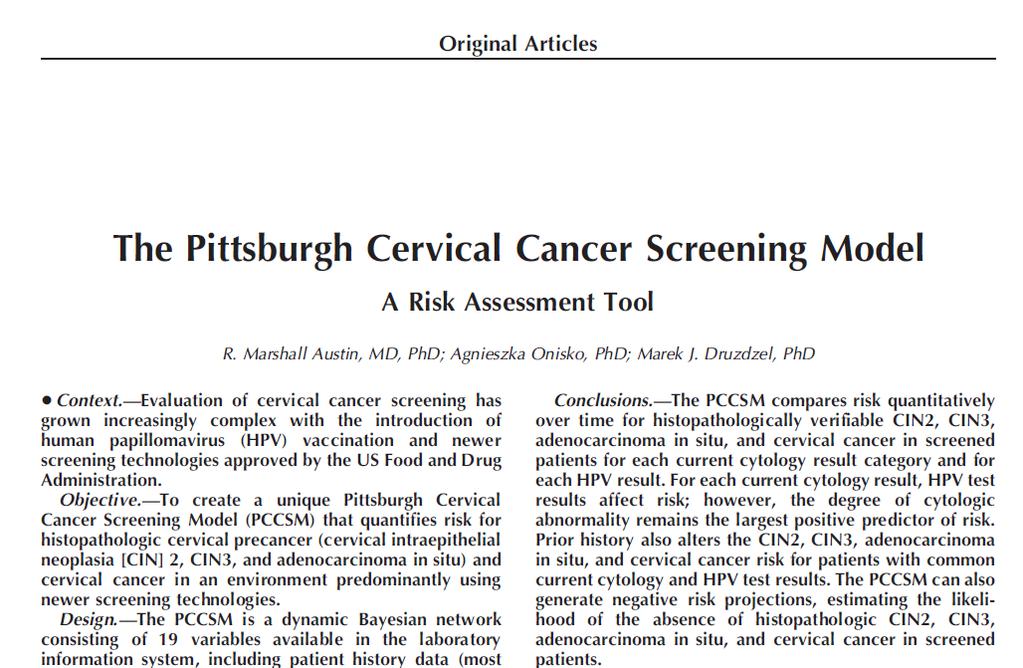 Μοντϋλο Πρόβλεψησ Pittsburgh Cervical Cancer Screening Model (PCCSM) Ο ςχεδιαςμόσ του Μοντϋλου