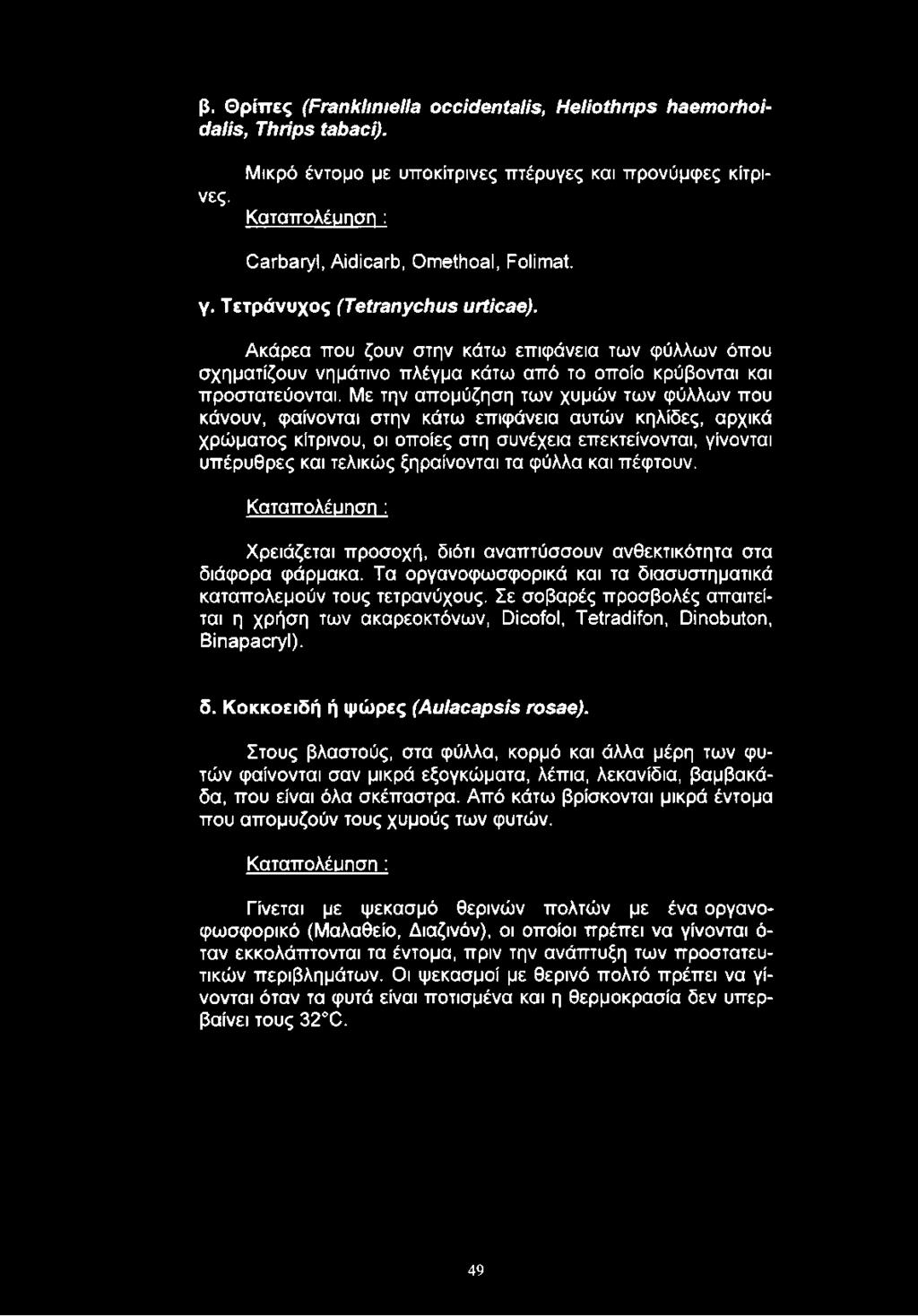 Ακάρεα που ζουν στην κάτω επιφάνεια των φύλλων όπου σχηματίζουν νημάτινο πλέγμα κάτω από το οποίο κρύβονται και προστατεύονται.