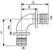TECEflex liitmikud Põlv 90 PPSU P TECEflex Z L d ø 16 mm/16 mm 7 370 16 10 tk. 100 tk. 2,63 24,0 mm 38,8 mm 16 mm ø 20 mm/20 mm 7 370 20 10 tk. 100 tk. 2,90 26,0 mm 43,5 mm 20 mm Messingist põlv 90 Z L d ø 16 mm/16 mm 7 070 16 10 tk.