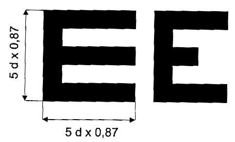 5.3 Snellenove a Pflügerove háky Znaky sú odvodené od DIN 58220 (Deutsche Industrie-Norm).