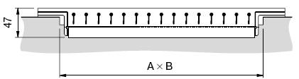 140 Ventilarea şi climatizarea clădirilor Fig.1b Dimensiuni caracteristice ale grilei RGS văzut de sus Tabel.1 Dimensiune A x B Fig.