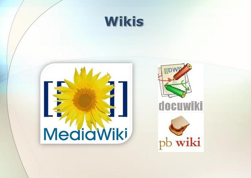 Wikis Τα wikis είναι ιστοσελίδες το περιεχόμενο των οποίων μπορεί να διαμορφώσει ο ίδιος ο χρήστης με απλό