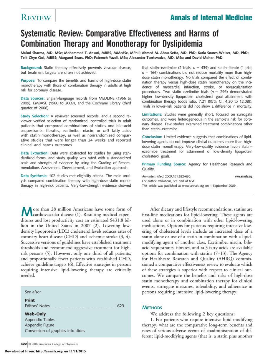 Combination Therapy Versus Intensification of