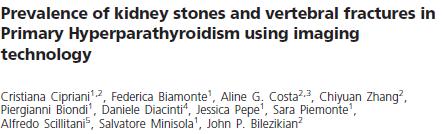 J Clin Endocrinol Metab. 2015 ;100(4):1309-15 v 140 ασθενείς με 1παθή υπερπαραθυρεοειδισμό v ιστορικό: 36.4% νεφρολιθίαση (ΝΦ), 14.2% σπονδυλικό κάταγμα (#ΣΣ) v US/VFA: 55% ΝΦ (16.