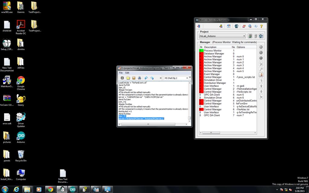 edit config file. Αφού διαλεχθεί το config file, ανοίγει με διπλό κλικ και στο τέλος προστίθενται: [opc_7] server = ArduinoOPCServer ArduinoOPCServer.