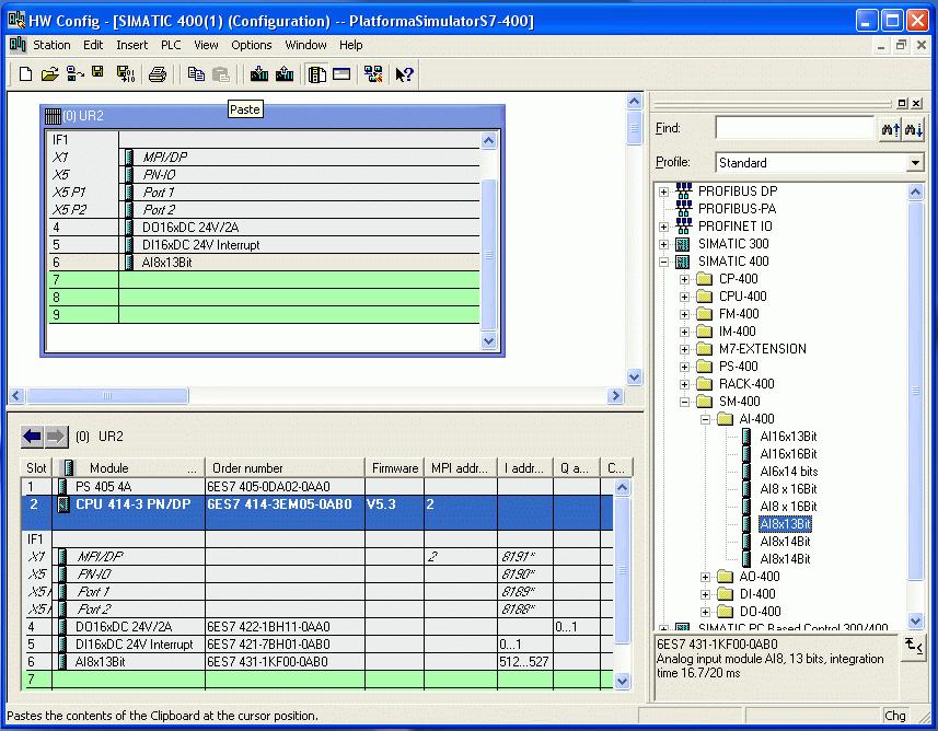 Figura 41. Ecranul de configurare Hardware Config - alegerea modulului de intrari numerice DI 16DC 24V interrupt Figura 42.