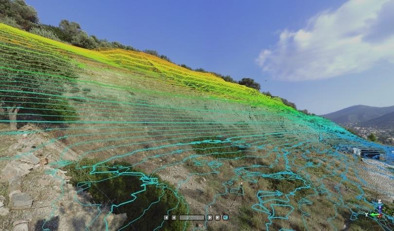 Εικόνα 2.7: Μοντέλο εδάφους με συνδυασμό ισοϋψών καμπυλών. Πηγή: http://xyzlaserscanning.
