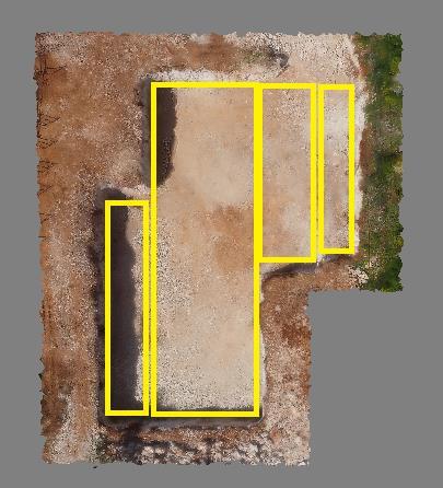 μοντέλο εδάφους. 4.2.1 Μέθοδος πολυγώνων Με αυτόν τον τρόπο, το μοντέλο της πρώτης εκσκαφής χωρίστηκε σε τέσσερα πολύγωνα.