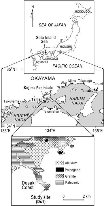 62 /* + 05*** yrs BP /5*** yrs BP *4/ m -5*** yrs BP Sato,**, 5-2* 5*3* cal BP *4-, *4-2 m +333 C,** +33,**,** II + + Fig + Location map of the Desaki Coast showing +333 the study site in the central