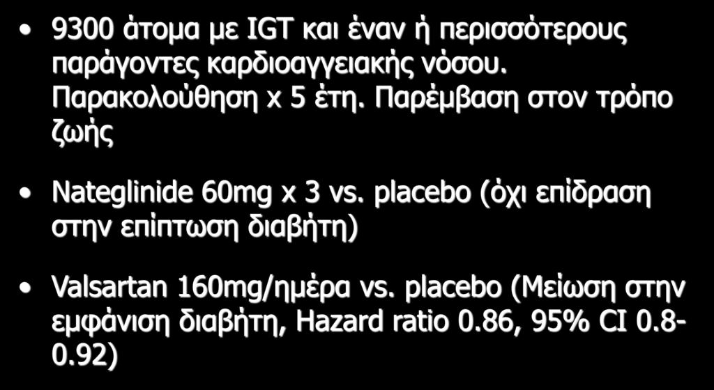 Παρέμβαση στον τρόπο ζωής Nateglinide 60mg x 3 vs.