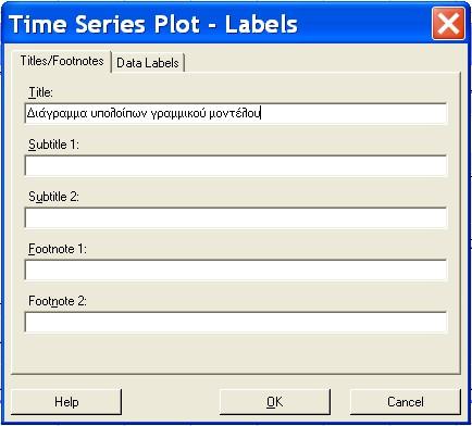 4. Στο πλαίσιο διαλόγου Time Series Plo Simple που επανεμφανίζεται: (α) Πατάμε στο κουμπί Labels.