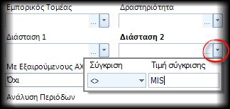 Εκτυπώσεις Στις Οικονομικές Αναφορές της Αποθήκης, στα κριτήρια των εταιρικών διαστάσεων προστέθηκε η δυνατότητα καθορισμού ορίων τιμών.