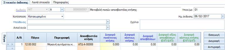 Διαχείριση λανθασμένων αξιών κτήσεων παγίων Στις πληροφοριακές εκτυπώσεις των Παγίων προστέθηκε η όψη Αποκτήσεις παγίων με λανθασμένα δεδομένα.