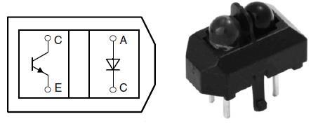 Ο αισθητήρας, όπως φαίνεται και στο παρακάτω σχήμα, διαθέτει μία δίοδο υπέρυθρης ακτινοβολίας που λειτουργεί ως πομπός και ένα φωτοτρανζίστορ ως δέκτης.