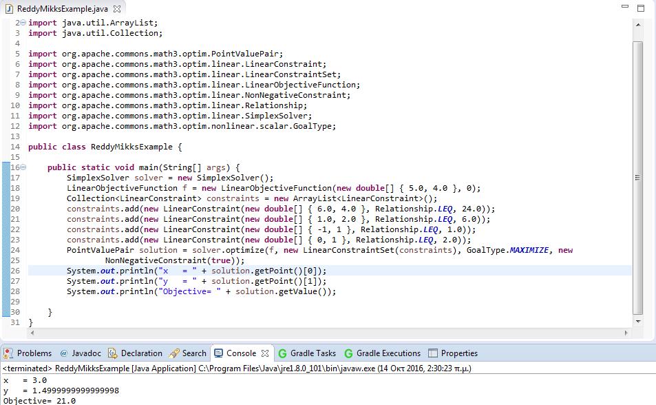 Java + Apache Commons Math3