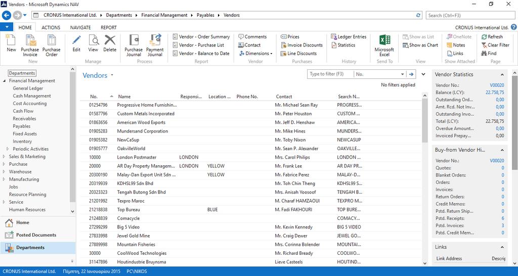 4.2.7 Λίστες (Lists) Ribbon Filter Pane Fact Boxes Τα περισσότερα καταχωρημένα δεδομένα στη βάση δεδομένων του συστήματος παρουσιάζονται πρώτα με τη μορφή λίστας.