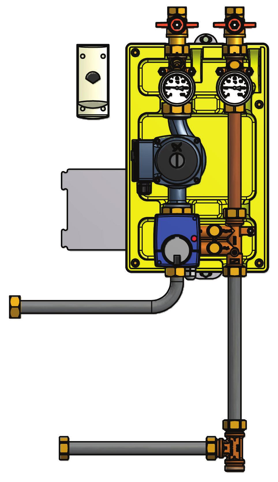 Anlegethermostat für FBH Befestigungsblech für Fernwärmestation PG04 0 00 009 Stellantrieb M06 Anschluss auch von rechts lieferbar Befestigungsschrauben einschrauben und Station