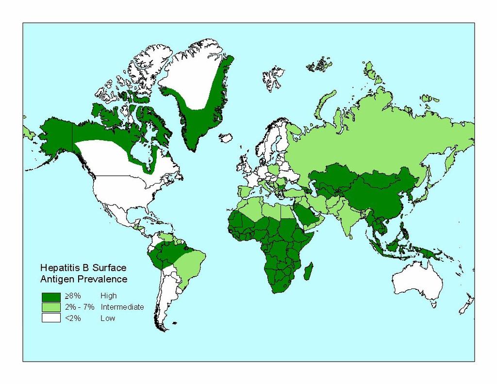 Ευρώπη η ετήσια επίπτωση οξείας ηπατίτιδας από τον HBV υπολογίζεται σε 6 νέες περιπτώσεις/100.000 κατοίκους στις νότιες και 1 νέα περίπτωση/100.000 κατοίκους στις βόρειες χώρες, αντίστοιχα (8).