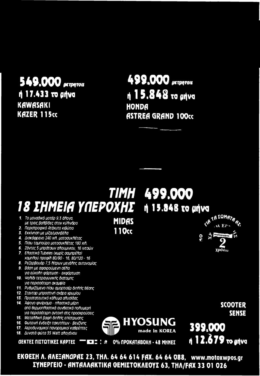 Προστατευτικό κάλυμα αλυσίδας 14. Άψογο φινίρισμα - πλαστικά μέρη από θερμοπλαστικά συνθετικά πολυμερή για περισσότερη αντοχή στις προσκρούσεις 15. Μεταλλική βαφή διπλής επίστρωσης 16.
