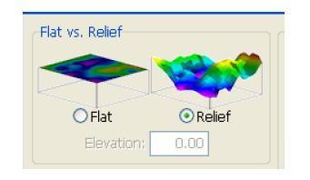 χήμα Π.2.10: Η επιλογή Flat vs Relief Colors Επιλέγεται η εντολή Continuous εάν το πλέγμα (grid) περιέχει ένα εύρος τιμών Ζ και θέλουμε να αναπαρασταθεί από ένα εύρος χρωμάτων.