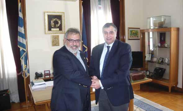 Στιγμιότυπο από τη συνάντηση των Προέδρων των Επιμελητηρίων Αμμοχώστου και Πειραιώς με στόχο τη στενότερη επιχειρηματική συνεργασία Γενική Δράση Στενότερη επιχειρηματική συνεργασία επιδιώκουν τα
