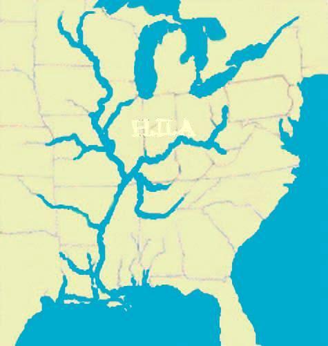 διάδα του κόσμου. Στα εδάφη της διαμορφώνεται το μεγαλύτερο ποτάμιο σύστημα του πλανήτη, το πασίγνωστο δίκτυο Μισούρι Μισισιπή. Η.Π.Α Εικόνα 39.