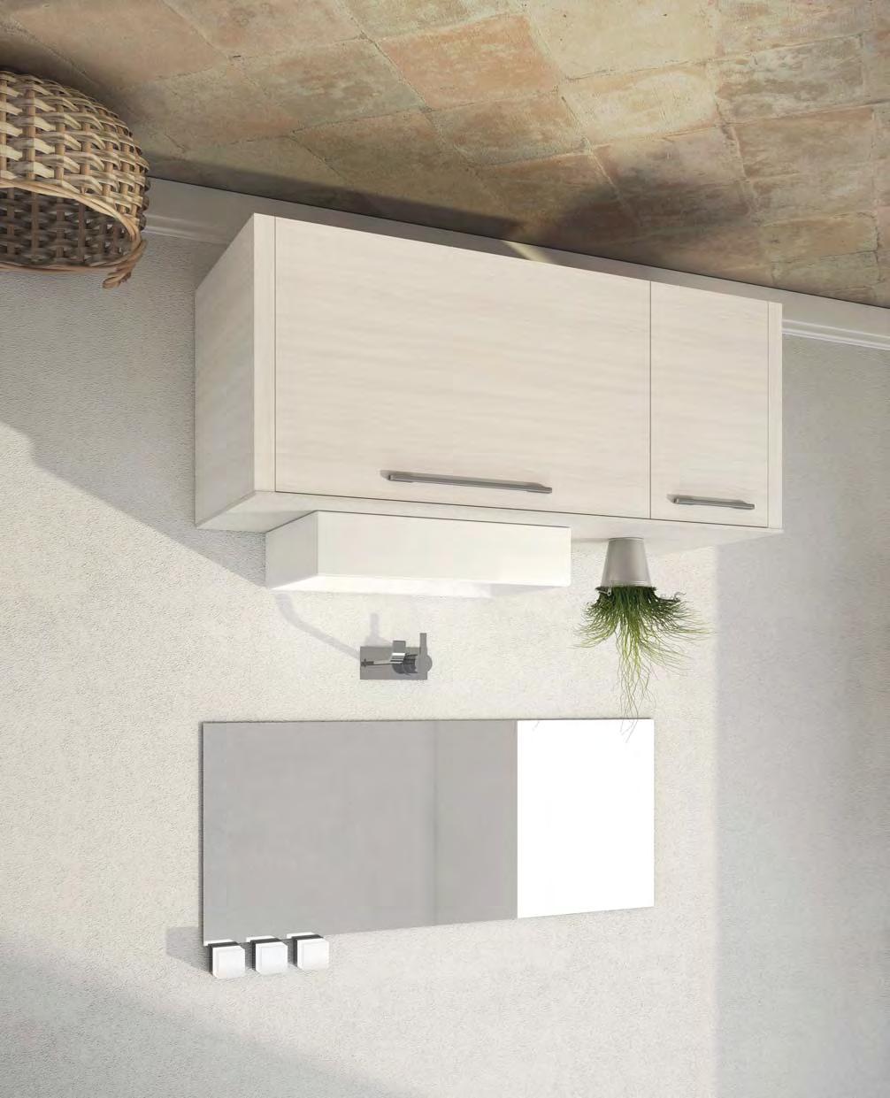 VELVET QUADRO 05 A4701011083 Έπιπλο Q05 Rovere Bianco 47 Dimensions: L.124 x H.54 x P.50 cm με πάγκο Gres Porcelanato 05 χωρίς νιπτήρα / 1 συρτάρι / 1 ντουλάπι 1.