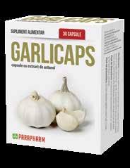 garlicaps caspule cu extract de usturoi Mod de prezentare: 30 capsule gelatinoase moi / cutie Usturoiul, unul dintre cele mai valoroase alimente, este o plantă cu multiple calități terapeutice.