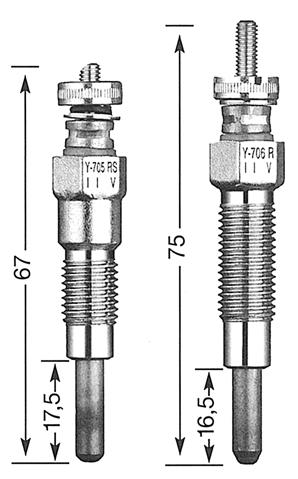 SERIES OF GLOW PLUG (ACTUAL SIZE)