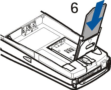 ÔïðïèåôÞóôå ôçí êüñôá SIM ìýóá óôç èþêç (6).
