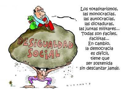 Actividade 24. A seguinte imaxe e texto,nun principio, parece que amosan unha idea sobre a democracia de xeito claro, pero se a analizamos agochan unha contradición. Intenta explicalo.