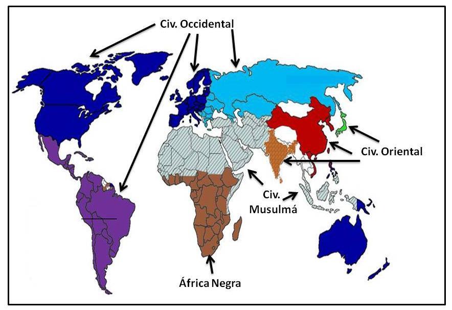 A pesar do proceso de globalización, no mundo actual podemos distinguir varias zonas culturais e distintas civilizacións, atendendo a diferentes aspectos: cultura, relixión, lingua.