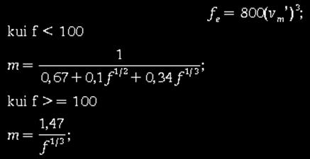 v m >= 2; n = 0,532 v m 2 2,13 v m + 3,13, kui 0,5 = v m 2; n = 4,4 vm, kui vm 0,5; kui f >= 100 või ΔT ~ 0, siis leitakse teguri n väärtus v m = v m ' juures; 4.