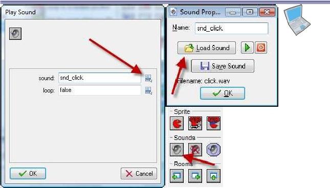 Βήµα 6 Προσθήκη ήχου Ένα όμως παιχνίδι στο οποίο δεν ακούγονται ήχοι δεν είναι πολύ καλό. Για να προσθέσεις ένα ήχο (sound) κάνε κλικ στο εικονίδιο Create Sound που βρίσκεται στη γραµµή εργαλείων.
