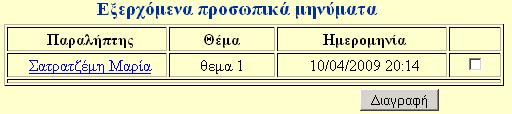 php Σχετική θέση./ Εµφανίζει όλα τα εισερχόµενα µηνύµατα του χρήστη 51 Όνοµα αρχείου exerxomena_pm.