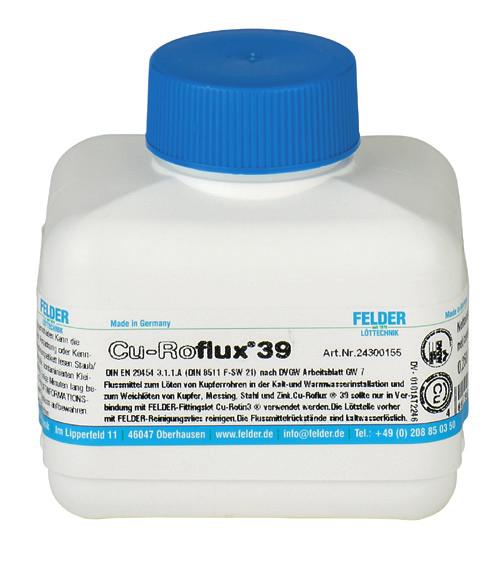 Paste de lipit cu flux decapant pentru instalaţiile cu ţevi din cupru Flux decapant pentru lipituri moi Cu-Roflux 39 Pentru lipirea moale a ţevilor de cupru în instalaţiile de apă potabilă şi