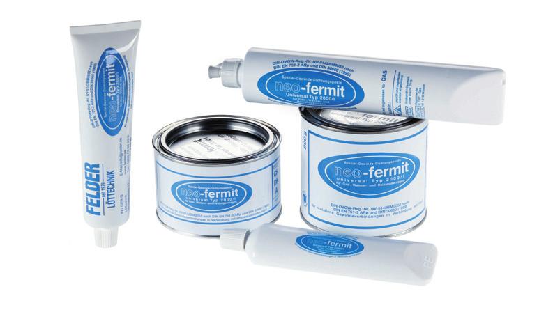 Produse Fermit GmbH NEO-FERMIT UNIVERSAL Pentru îmbinări cu filet metalic cu cânepă conform standardului DIN EN 751-2 aprobat de DVGW pentru instalaţiile casnice de conducte de gaze şi apă