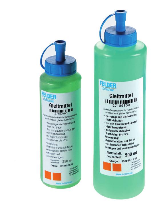 de 250 g 27180160 20 Buc Flacon dozator de 500 g Lubrifiant FELDER Pentru montarea îmbinărilor din plastic cu manşon de conectare şi