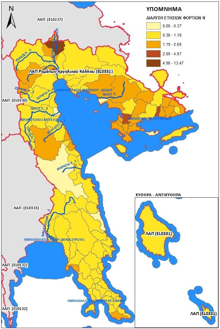 η Αναθεώρηση του Σχεδίου Διαχείρισης Λεκανών Απορροής Ποταμών του ΥΔ Ανατολικής Πελοποννήσου (EL3) Χάρτης 8.