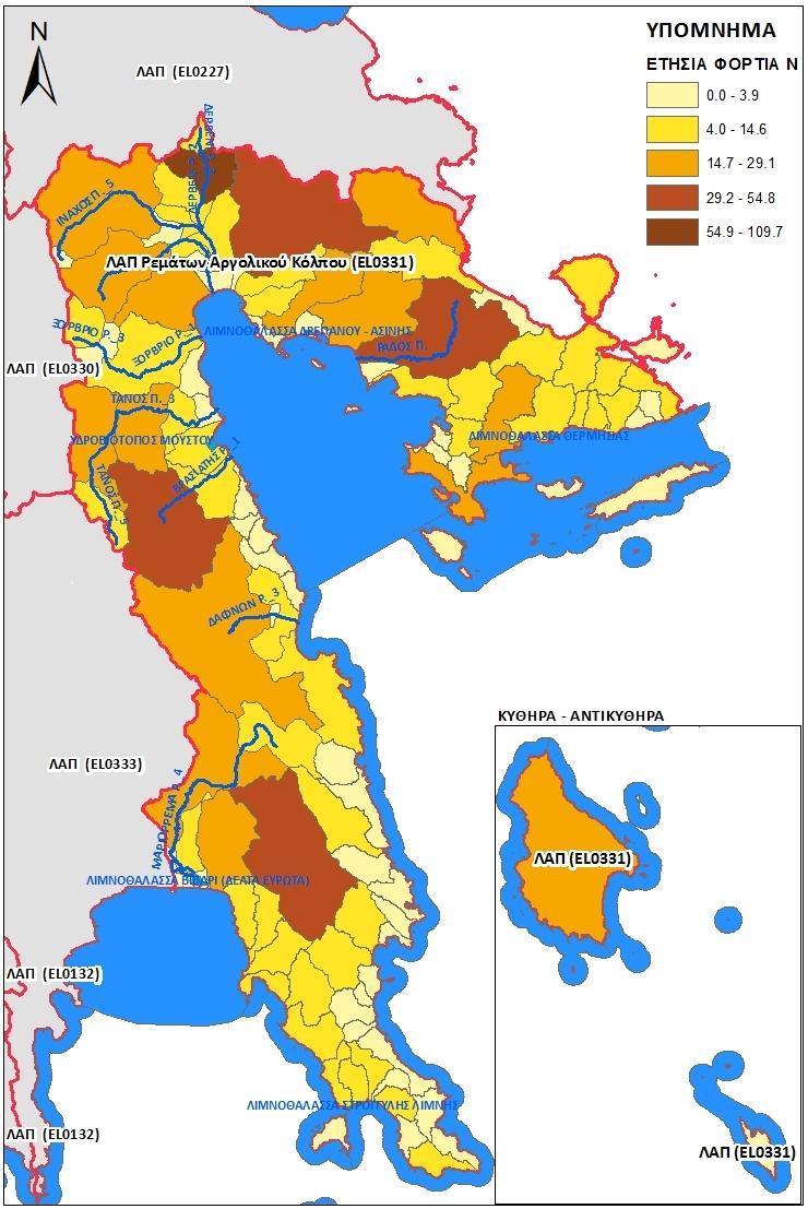 η Αναθεώρηση του Σχεδίου Διαχείρισης Λεκανών Απορροής Ποταμών του ΥΔ Ανατολικής Πελοποννήσου (EL3) Χάρτης 3.