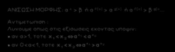 9 ΑΝΙΣΩΣΗ ΜΟΡΦΗΣ: α > β ή α f ( ) > α g ( ) ή α f ( ) > β g (.
