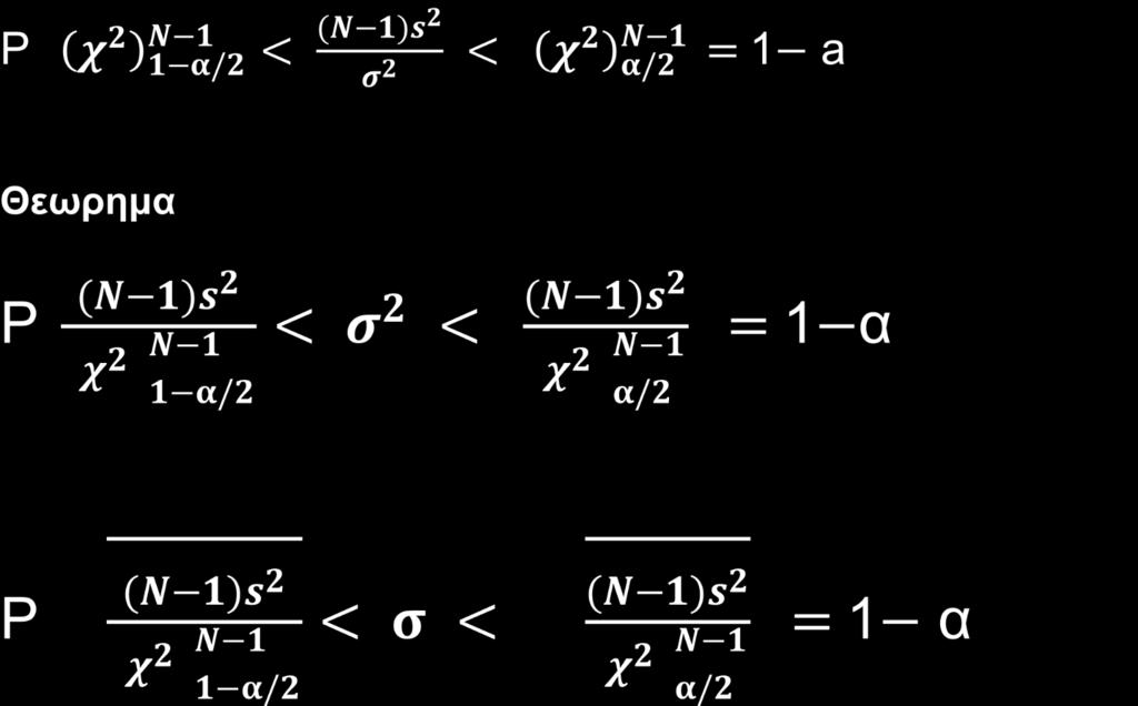 Διάστημα Εμπιστοσύνης Χ 2 Από την σχέση των