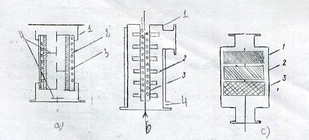 Trang 55 Hính 8.4.Bẫy hấp phụ không Hính 8.5.Bẫy hấp phụ cho bơm cơ học làm lạnh có bộ phận đốt nóng tái sinh 1.Vỏ bẫy.chất hấp phụ 3.Sợi đốt 4.