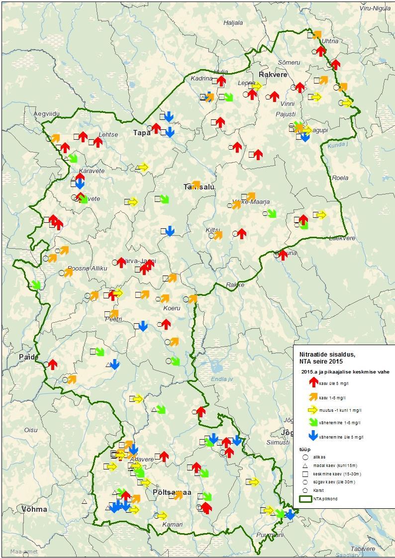 Nitraatide sisaldus 2015 võrreldes