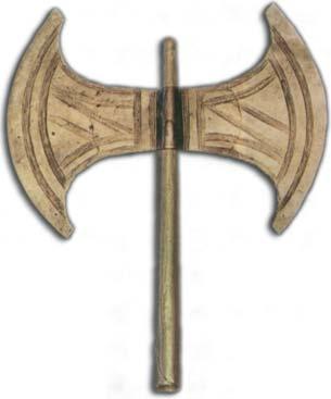 Μινωικός χρυσός πέλεκυς (περ. 1600 π.χ., Αρχαιολογικό Μουσείο Ηρακλείου) Γλωσσικά σχόλια. ξυλευόμενός τις παρά τινα ποταμόν = καθώς έκοβε ξύλα στην όχθη ενός ποταμού (πβ.