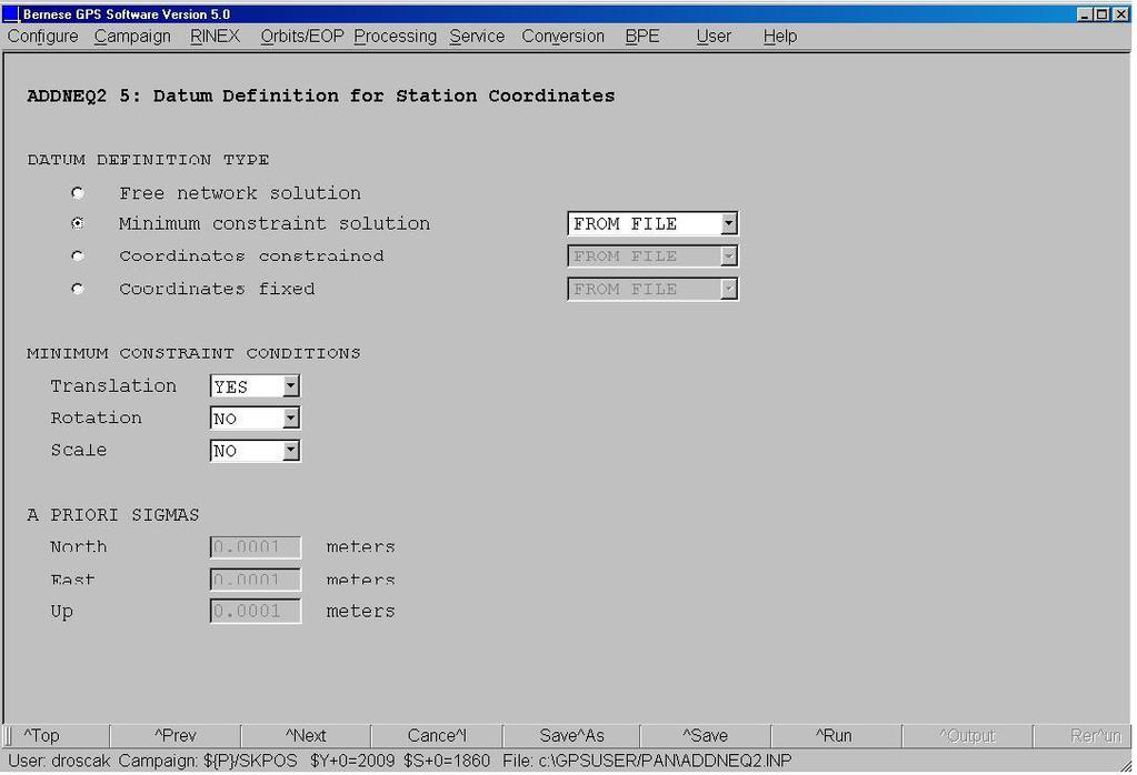 Spracovanie observácií Bernský GNSS softvér