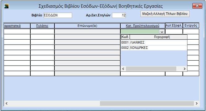 Προϋπολογισμού» για κάθε λογαριασμό που θέλετε να συμμετέχει στα σενάρια που έχετε δημιουργήσει. Με F12 αποθηκεύετε τις επιλογές σας.