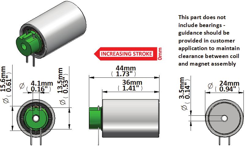 P 1 is the continuous (1% ED) excitation power at mounted to a massive heatsink at 2 C VM2436 375 VM2436 18 VM2436 112 GEEPLUS VM2436 P 1 12.5 W Total Mass 95 g T max 13 C Coil Mass 9 g R 2 1..2 mh.