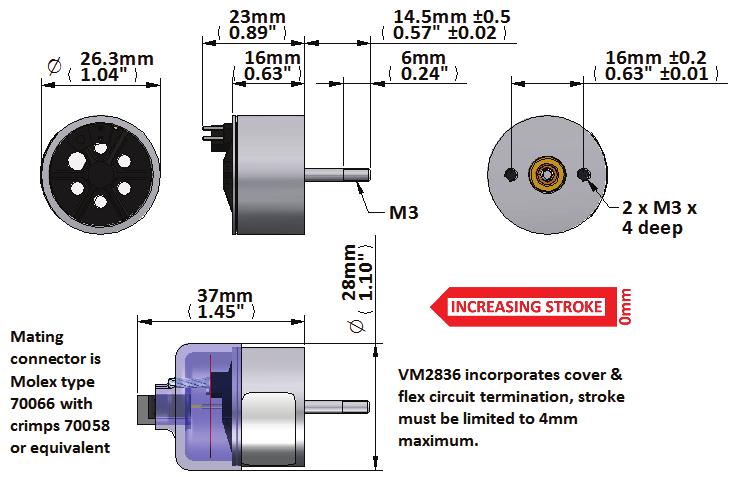 VM2xxx 18 VM2xxx 132 VM2xxx 112 VM2xxx 8 GEEPLUS VM2618 & VM2836 P 1 is the continuous (1% ED) excitation power at mounted to a massive heatsink at 2 C P 1 8 W Total Mass 6 g T max 13 C Coil Mass 6 g