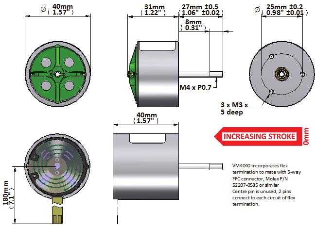 P 1 is the continuous (1% ED) excitation power at mounted to a massive heatsink at 2 C VM4xx 315 VM4xx 25 VM4xx 2 GEEPLUS VM432 & VM44 P 1 16 W Total Mass 23 g T max 13 C Coil Mass 25 g R 2 4.3 1.